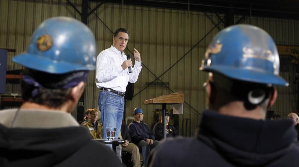 Mitt Romney speaks Dec. 16 at Missouri Valley Steel in Sioux City, Iowa.